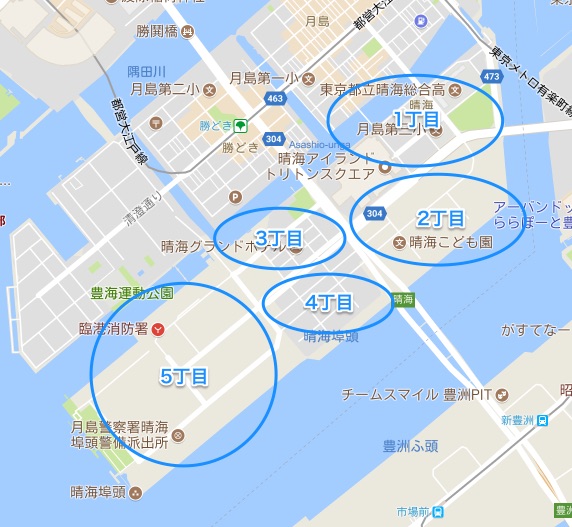 晴海エリアのマップ