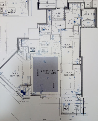 西側３LDKの部屋の間取り