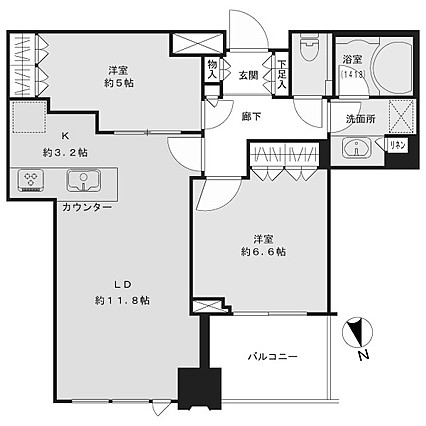 シティタワーズ豊洲ザ・シンボル 2LDK 北向き 62.31㎡